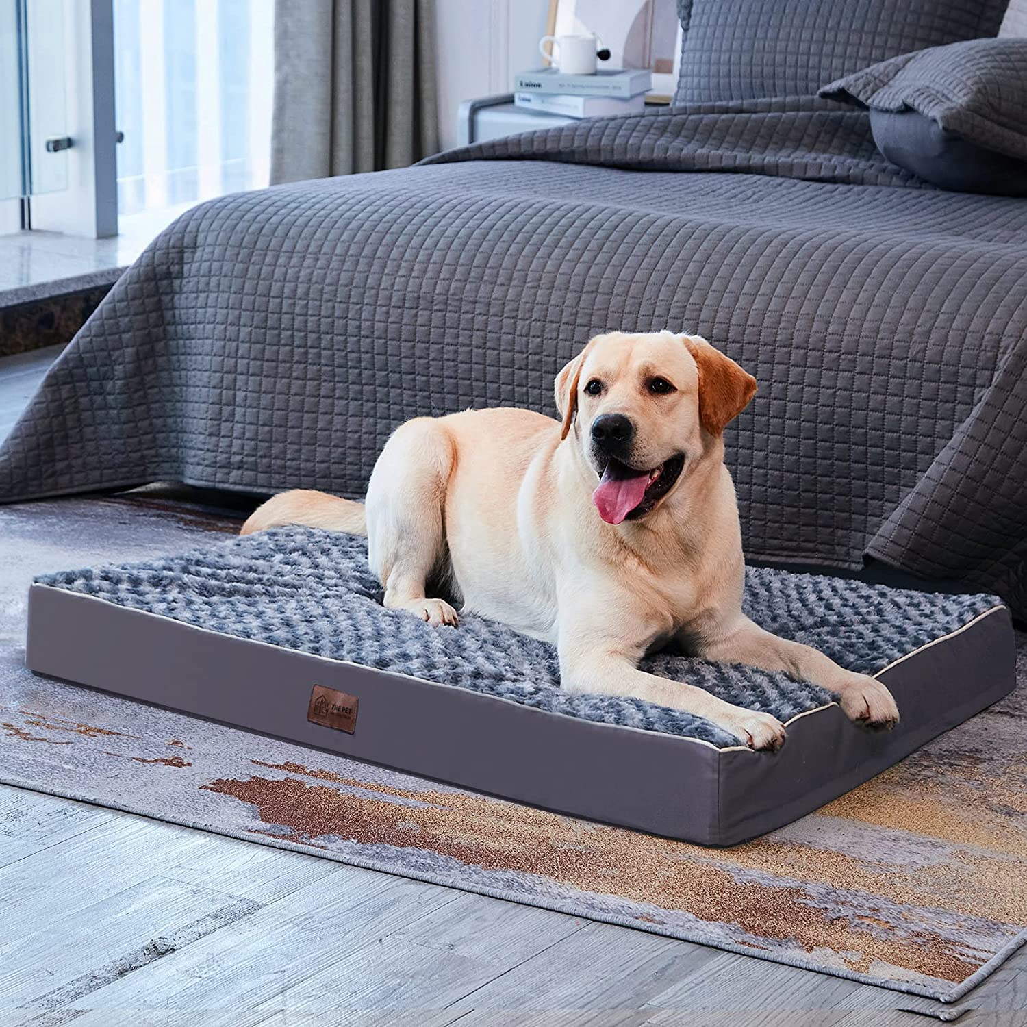 XL Orthopedic Dog Bed for Large and Extra Large Dogs, Egg-Crate Foam - GREY