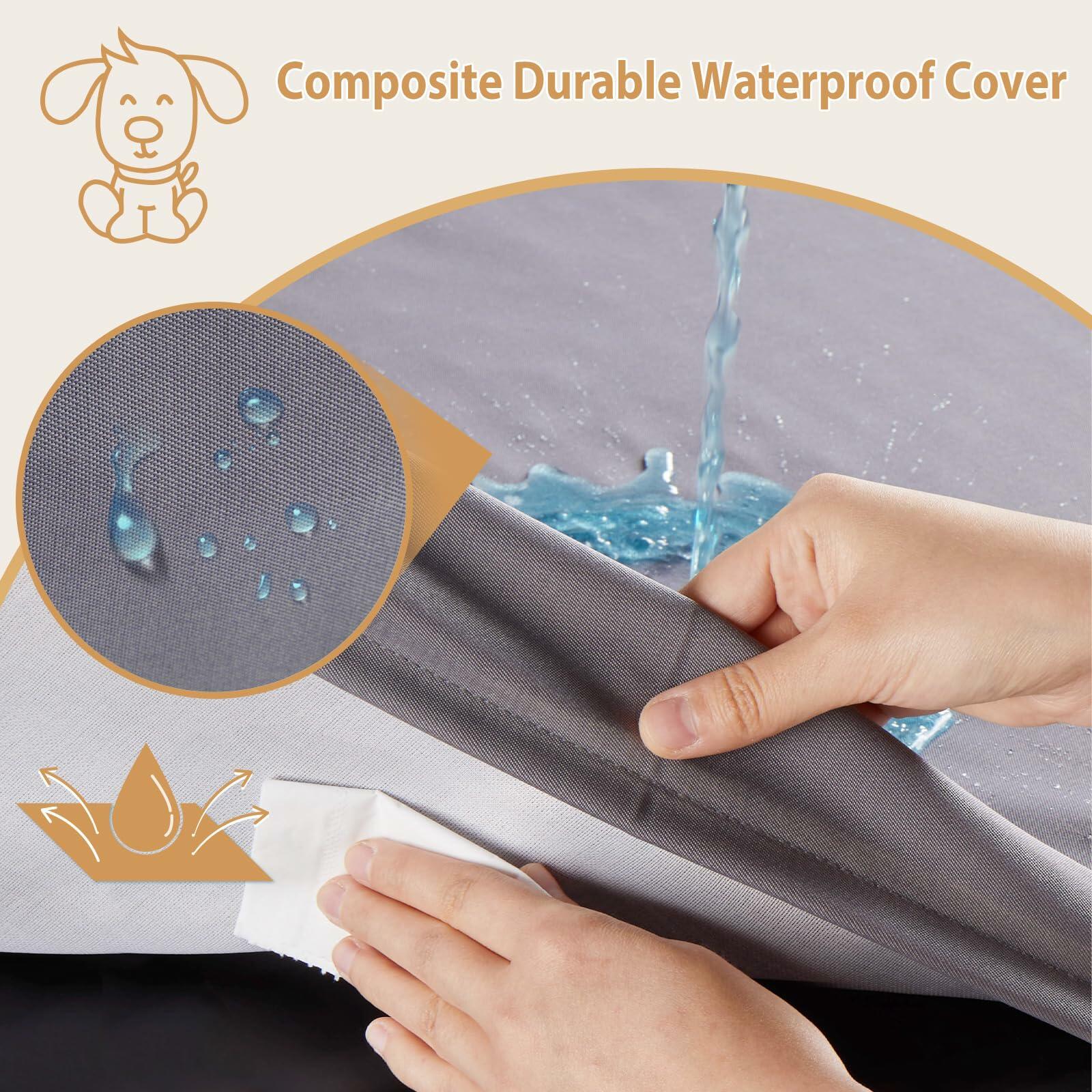 Orthopedic Waterproof Dog Bed for Large Dogs – Joint Support, Washable Cover (42” x 30”, Grey)